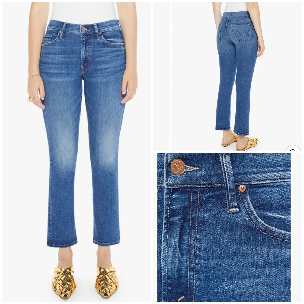 Mother The Insider Flood Jeans Over The Top Blue SZ 27 Premium Denim Made in USA